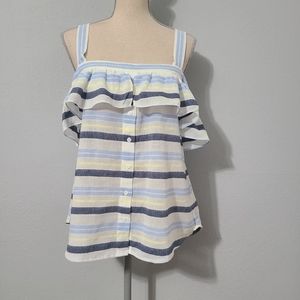 Vince‎ Camuto Stiped Off the Shoulder Blouse Size Large NWT